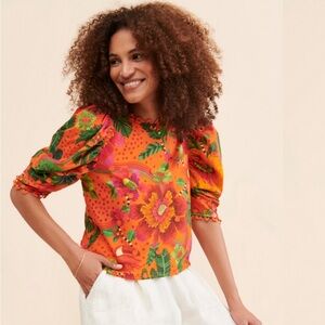 FARM RIO Cotton Blooming Garden Blouse, Size L